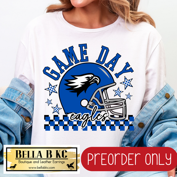 **PREORDER ONLY** Eagles Game Day Football Checkered Mascot V1 Tee or Sweatshirt - 1 Week Turn Around from Date of Order