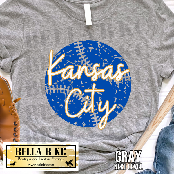 Kansas City Baseball Grunge Ball Tee or Sweatshirt