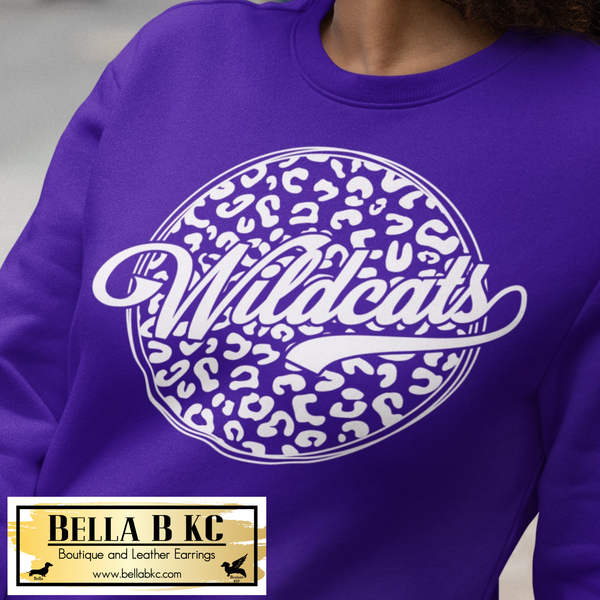 Wildcats Leopard Round - White Print - Tee or Sweatshirt