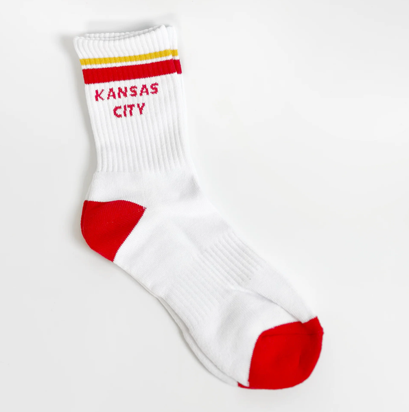 Kansas City Socks - White with Red & Yellow