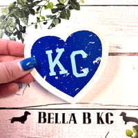 KC Baseball Blue Heart Waterproof Vinyl Sticker