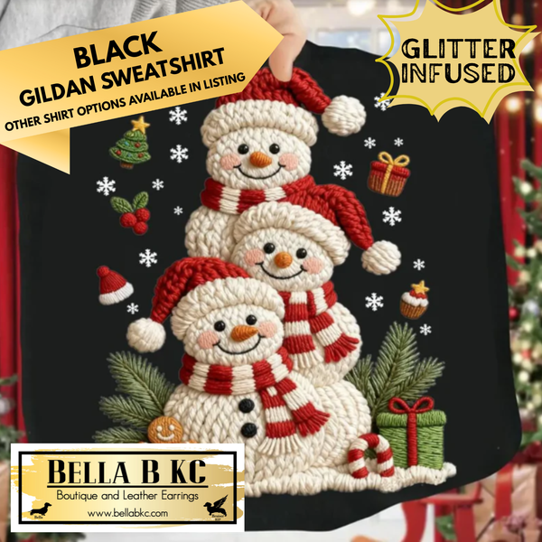 Christmas - Stacked Snowmen *GLITTER INFUSED INK* - Multiple Shirt Options