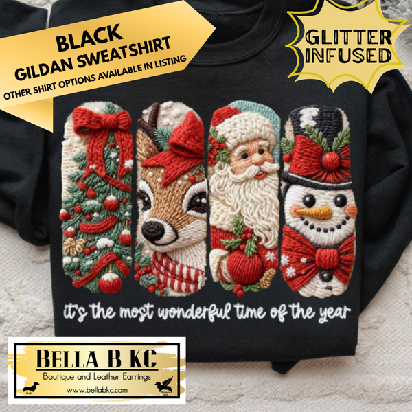 Christmas - It's The Most Wonderful Time of the Year Split Frames *GLITTER INFUSED INK* - Multiple Shirt Options