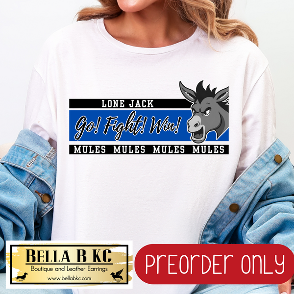 **PREORDER ONLY** Mules Lone Jack Go! Fight! Win! Tee or Sweatshirt - 1 Week Turn Around from Date of Order