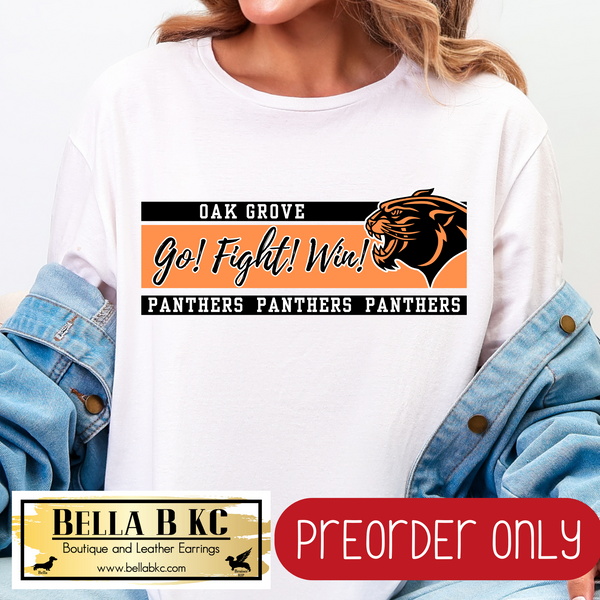 **PREORDER ONLY** Panthers Oak Grove ORANGE Go! Fight! Win! Tee or Sweatshirt - 1 Week Turn Around from Date of Order