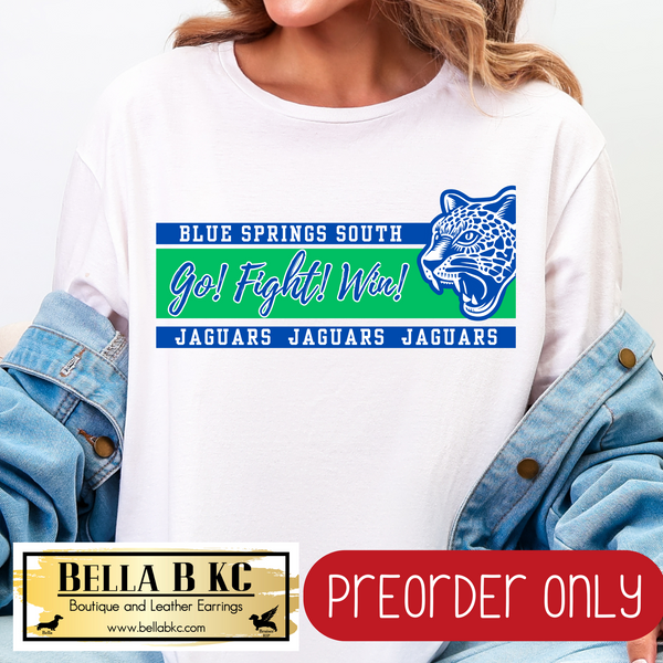 **PREORDER ONLY** Jaguars Blue Springs South Go! Fight! Win! Tee or Sweatshirt - 1 Week Turn Around from Date of Order