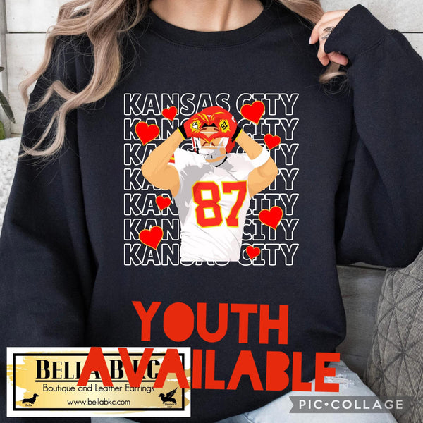 TODDLER/YOUTH Kansas City Football TK Heart Hands Tee or Sweatshirt
