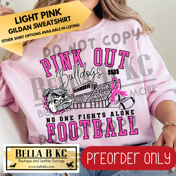 **PREORDER ONLY** Bulldogs Pink Out Football Bleachers - Tee or Sweatshirt - 1 Week Turn Around from Date of Order