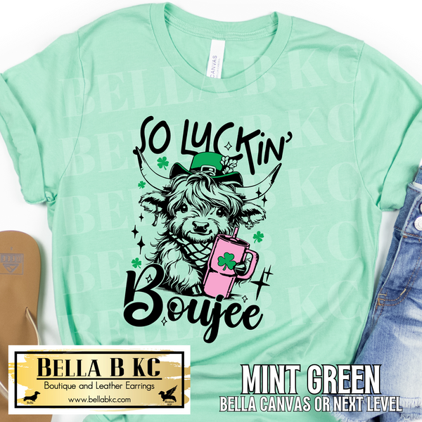 St. Patrick's Day - So Luckin Boujee Cow Tee or Sweatshirt