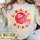 Kansas City Football Round with Helmet Tee or Sweatshirt