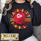 Kansas City Football Round with Helmet Tee or Sweatshirt