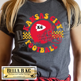 Kansas City Football Round with Helmet Tee or Sweatshirt