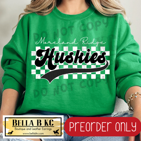 **PREORDER ONLY** Moreland Ridge Huskies Checkered B/W Mascot - Tee or Sweatshirt - 1 Week Turn Around from Date of Order