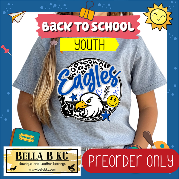 **PREORDER ONLY** TODDLER/YOUTH Eagles Cute Leopard Circle Mascot Tee or Sweatshirt - 1 Week Turn Around from Date of Order