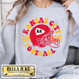 Kansas City Football Round with Helmet Tee or Sweatshirt