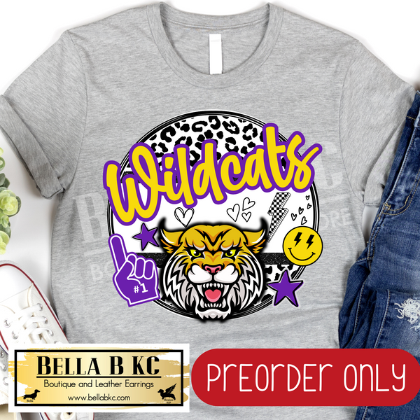 **PREORDER ONLY** Wildcats PURPLE Cute Leopard Circle - Tee or Sweatshirt - 1 Week Turn Around from Date of Order