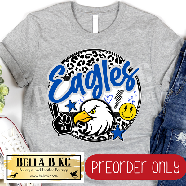 **PREORDER ONLY** Eagles BLUE Cute Leopard Circle - Tee or Sweatshirt - 1 Week Turn Around from Date of Order