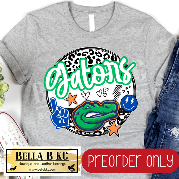 **PREORDER ONLY** Gators Cute Leopard Circle - Tee or Sweatshirt - 1 Week Turn Around from Date of Order