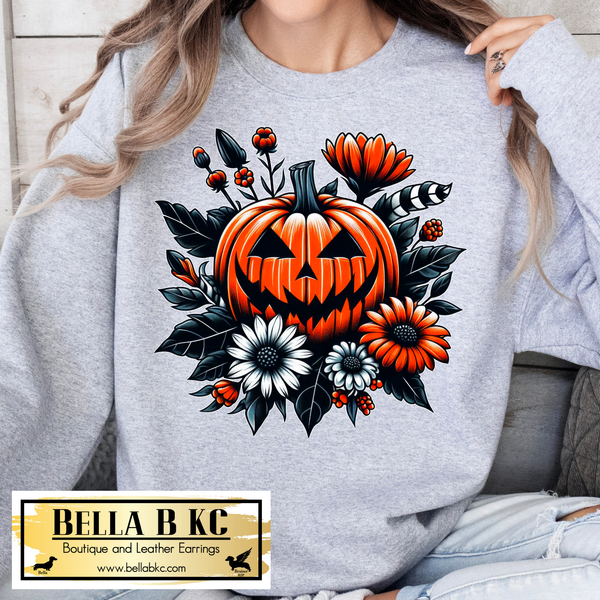 Halloween - Floral Jack-O-Lantern  - Tee or Sweatshirt