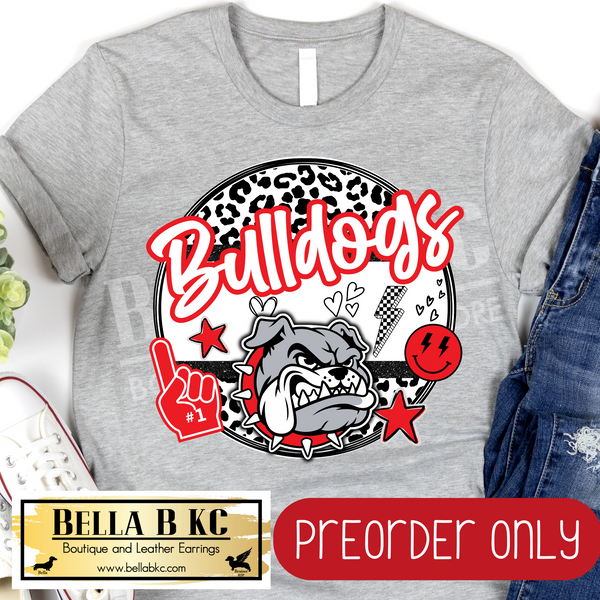 **PREORDER ONLY** Bulldogs Cute Leopard Circle - Tee or Sweatshirt - 1 Week Turn Around from Date of Order