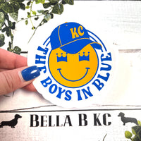 KC Baseball Boys in Blue Happy Face Waterproof Vinyl Sticker