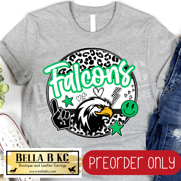 **PREORDER ONLY** Falcons Cute Leopard Circle - Tee or Sweatshirt - 1 Week Turn Around from Date of Order