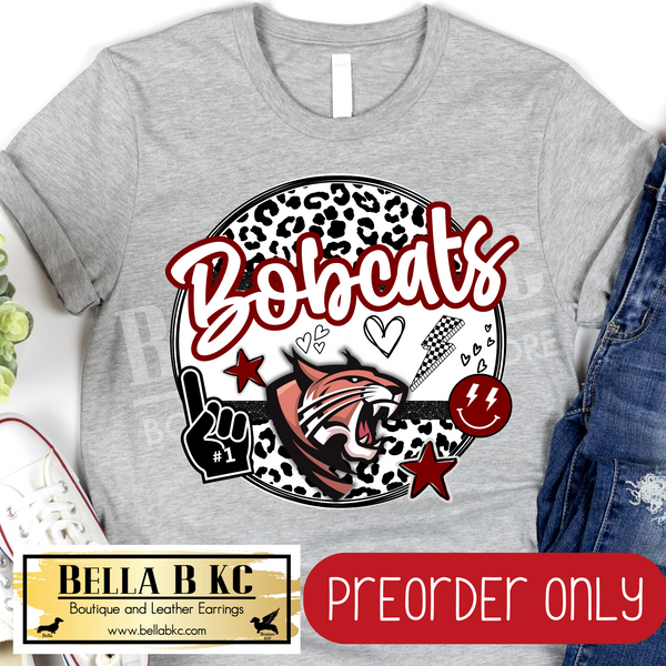 **PREORDER ONLY** Bobcats Cute Leopard Circle - Tee or Sweatshirt - 1 Week Turn Around from Date of Order