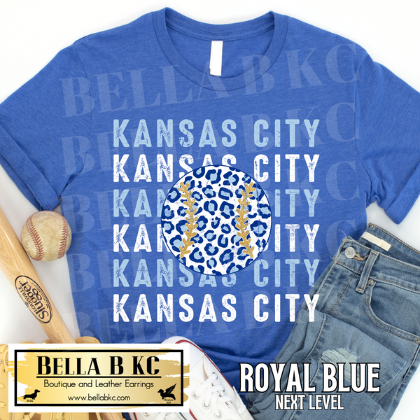 Kansas City Baseball Leopard KC Repeat Tee or Sweatshirt