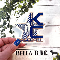 KC Baseball Checkered Star Waterproof Vinyl Sticker