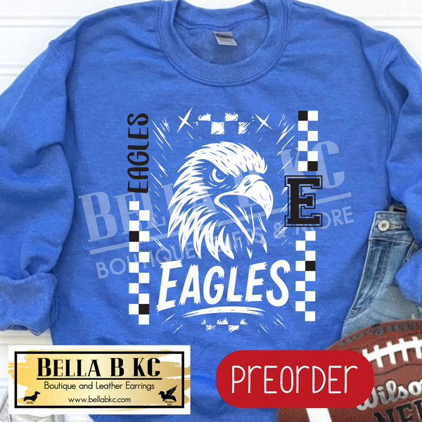 **PREORDER ONLY** Eagles B/W Checkered Sides - Tee or Sweatshirt - 1 Week Turn Around from Date of Order