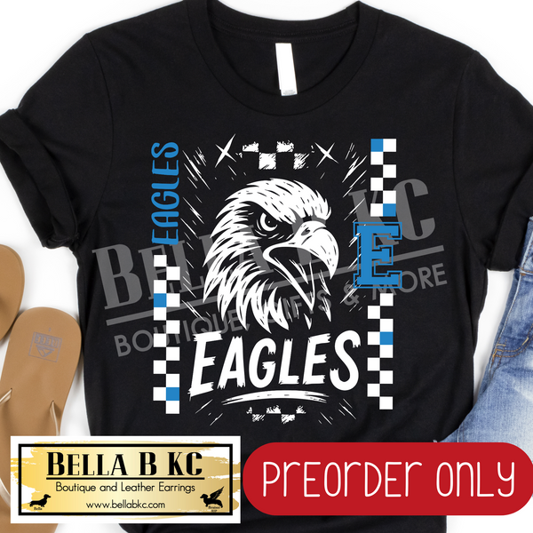 **PREORDER ONLY** Eagles Blue/White Checkered Sides - Tee or Sweatshirt - 1 Week Turn Around from Date of Order