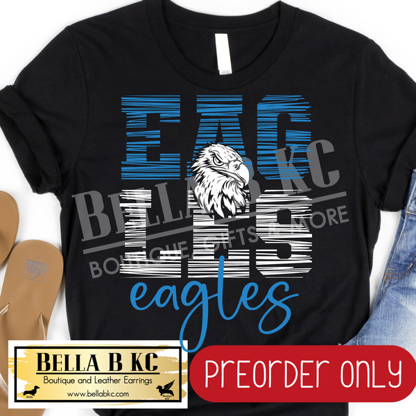 **PREORDER ONLY** Eagles Scribble Letters Blue/White - Tee or Sweatshirt - 1 Week Turn Around from Date of Order