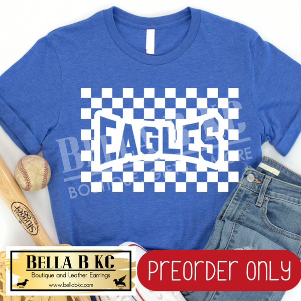 **PREORDER ONLY** Eagles WHITE Checkered - Tee or Sweatshirt - 1 Week Turn Around from Date of Order