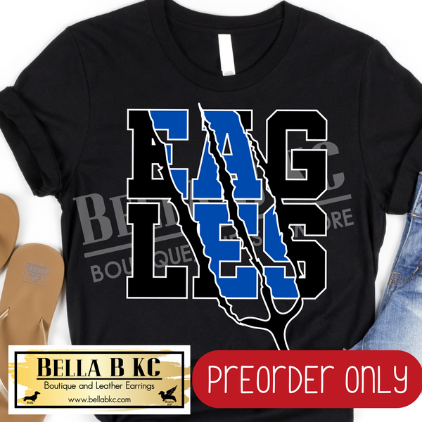 **PREORDER ONLY** Eagles Claw Split Blue/White - Tee or Sweatshirt - 1 Week Turn Around from Date of Order