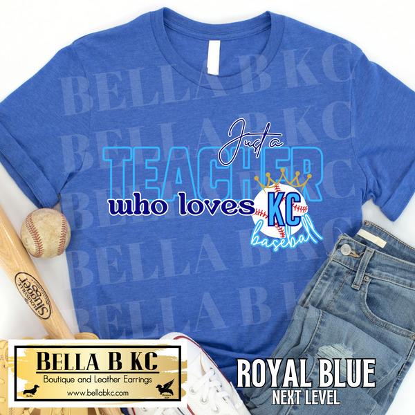Kansas City Baseball Just a TEACHER Who Loves KC Baseball Tee or Sweatshirt