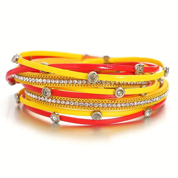 Kansas City Magnetic Wrap Red & Yellow Stud Bracelet