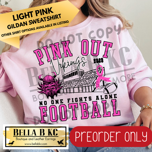 **PREORDER ONLY** Vikings Pink Out Football Bleachers - Tee or Sweatshirt - 1 Week Turn Around from Date of Order