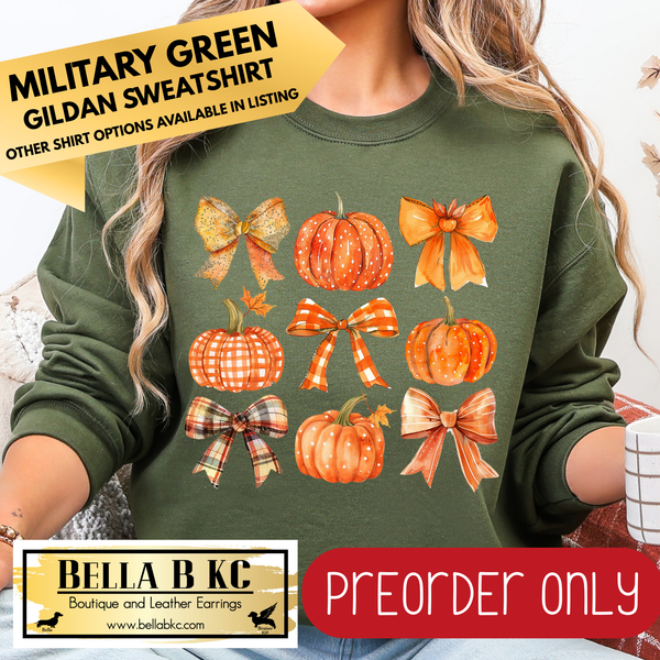 **PREORDER ONLY** Fall - Fall Pumpkins Coquette Bows #47 - Tee or Sweatshirt - 1 Week Turn Around from Date of Order