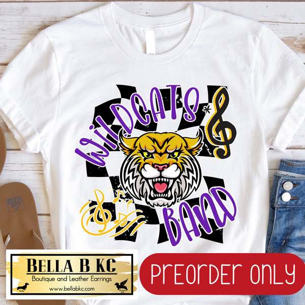**PREORDER ONLY** Wildcats Band Checkered - Tee or Sweatshirt - 1 Week Turn Around from Date of Order