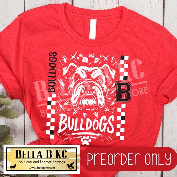 **PREORDER ONLY** Bulldogs Checkered Sides B/W - Tee or Sweatshirt - 1 Week Turn Around from Date of Order