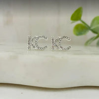 Silver KC Rhinestone MINI Stud Earrings
