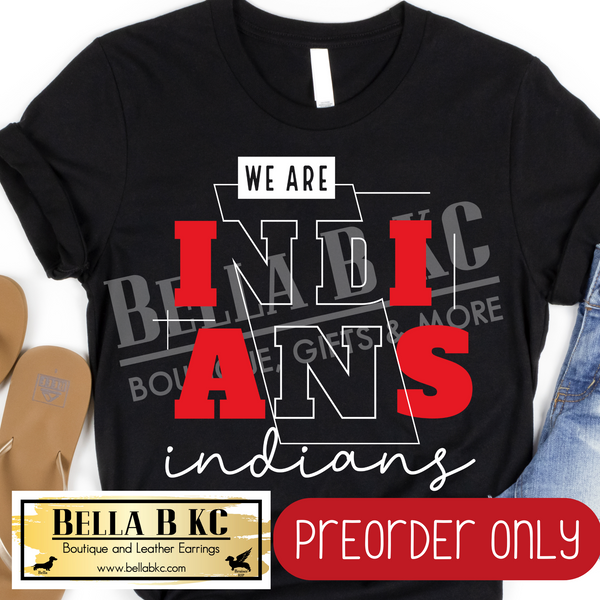 **PREORDER ONLY** Indians Split Letters - Tee or Sweatshirt - 1 Week Turn Around from Date of Order