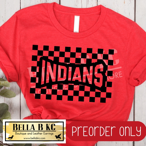 **PREORDER ONLY** Indians Checkered BLACK - Tee or Sweatshirt - 1 Week Turn Around from Date of Order