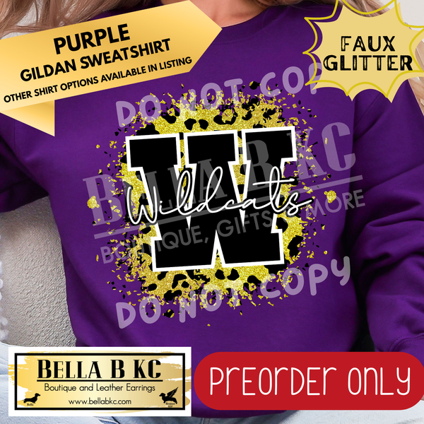 **PREORDER ONLY** Wildcats FAUX Leopard Glitter - Tee or Sweatshirt - 1 Week Turn Around from Date of Order