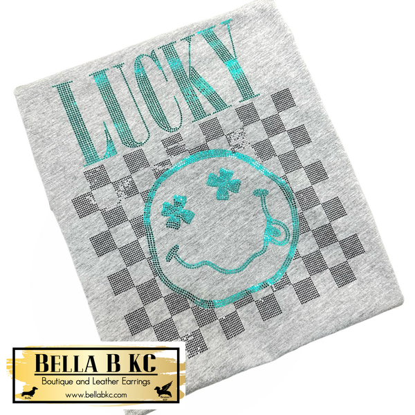 Lucky Checkered Metallic Holographic Spangle Tee or Sweatshirt