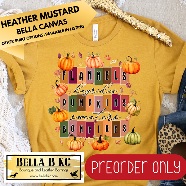**PREORDER ONLY** Fall - Flannels Pumpkins Bonfires #4 - Tee or Sweatshirt - 1 Week Turn Around from Date of Order