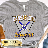 Kansas City Baseball Crossed Bats Triangle Tee or Sweatshirt