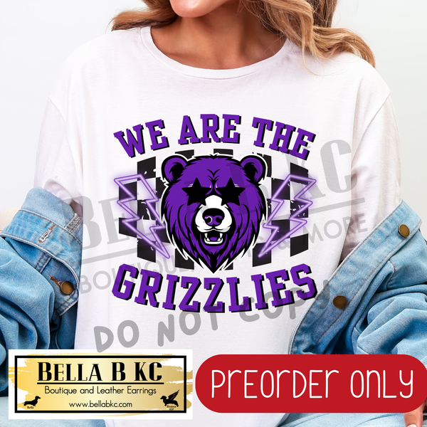 **PREORDER ONLY** We are the Grizzlies Checkered Mascot Tee or Sweatshirt - 1 Week Turn Around from Date of Order