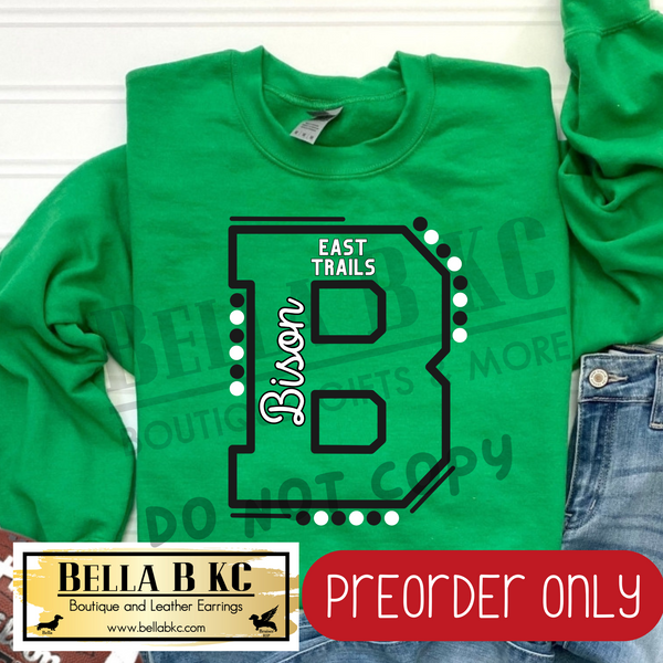 **PREORDER ONLY** Bison B Lines/Dots B/W - Tee or Sweatshirt - 1 Week Turn Around from Date of Order