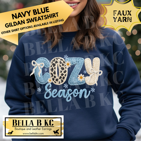 Christmas - Cozy Season Blues *FAUX YARN* - Multiple Shirt Options